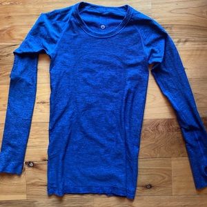 Blue lululemon swiftly tech long sleeve size 4